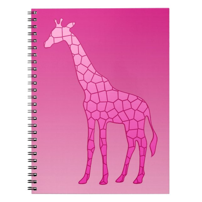 Modern Geometric Giraffe, Fuchsia och Ljus rosa Anteckningsbok (Framsidan)