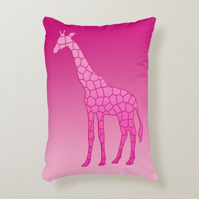 Modern Geometric Giraffe, Fuchsia och Ljus rosa Prydnadskudde (Framsidan(Vertikal))