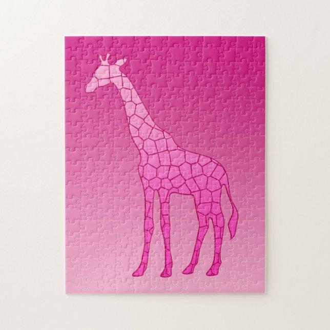 Modern Geometric Giraffe, Fuchsia och Ljus rosa Pussel (Vertikal)