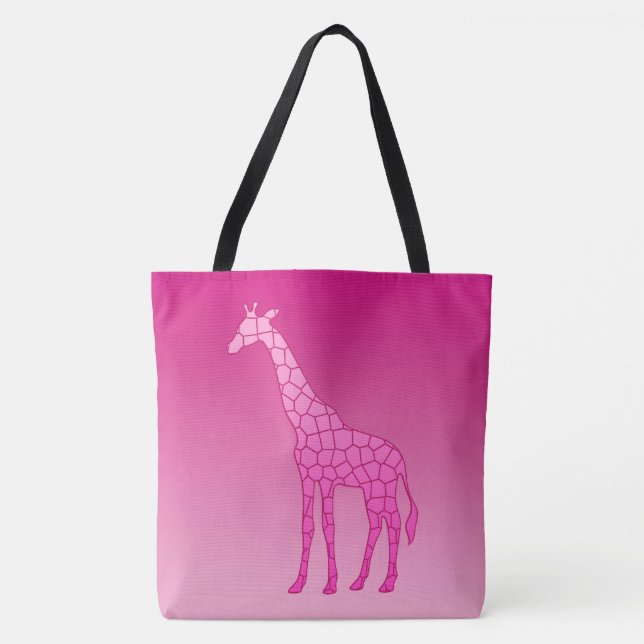 Modern Geometric Giraffe, Fuchsia och Ljus rosa Tygkasse (Framsida)