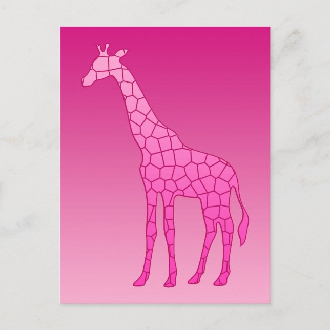 Modern Geometric Giraffe, Fuchsia och Ljus rosa Vykort (Framsida)