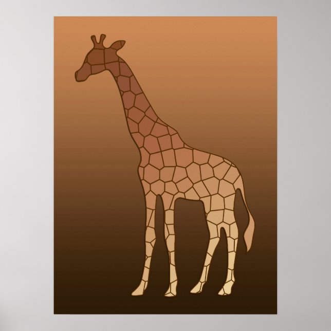 Modern Geometric Giraffe, koppar och Brown Poster (Framsidan)