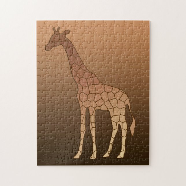 Modern Geometric Giraffe, koppar och Brown Pussel (Vertikal)