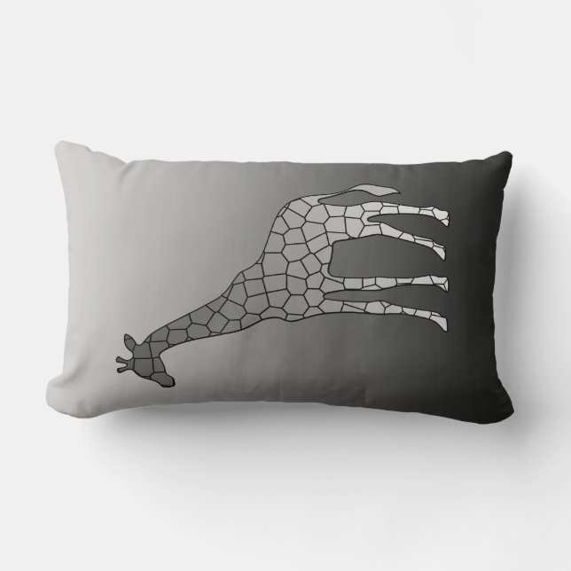 Modern Geometric Giraffe, Silver Grått/Grått Lumbarkudde (Framsida)