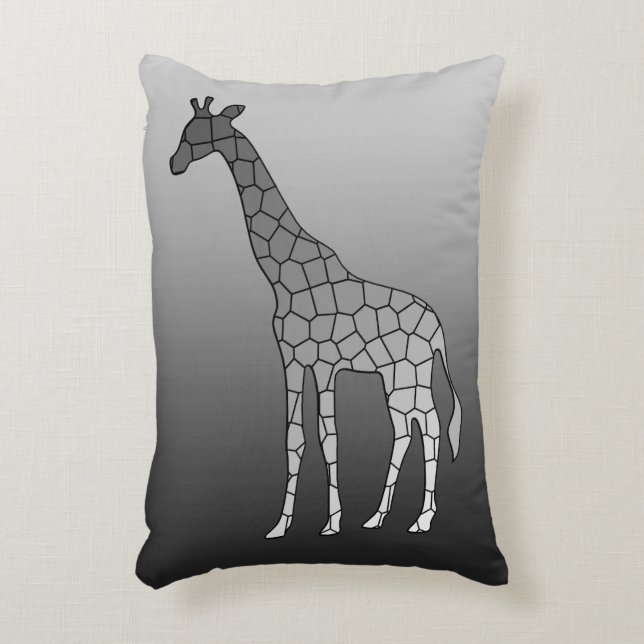 Modern Geometric Giraffe, Silver Grått/Grått Prydnadskudde (Framsidan(Vertikal))