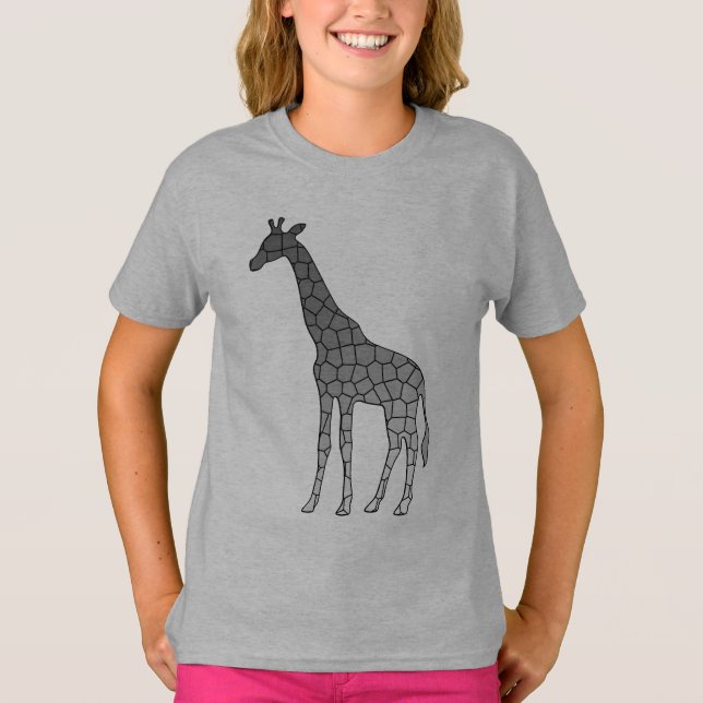 Modern Geometric Giraffe, Silver Grått/Grått Tee (Framsida)