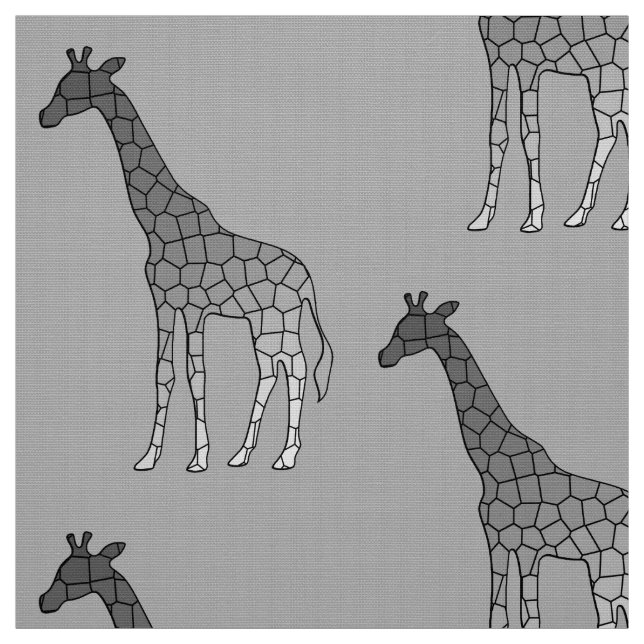 Modern Geometric Giraffe, Silver Grått/Grått Tyg (Provkarta)