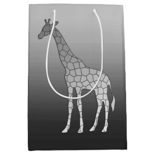 Modern Geometric Giraffe, Silver Gray / Grey