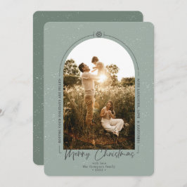 Modern Geometric God jul Grönt Photo Julkort