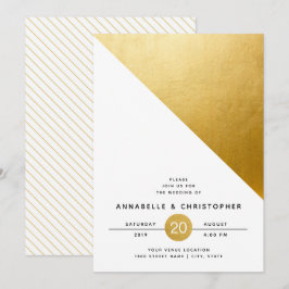 Modern Geometric Gold Foil Bröllop Inbjudningar