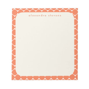 Modern Geometric Gräns Orange Personlig Namn Anteckningsblock