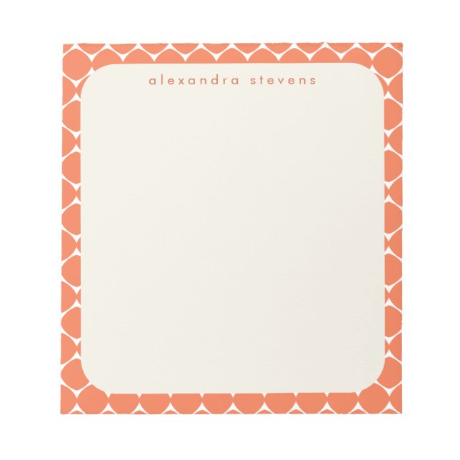 Modern Geometric Gräns Orange Personlig Namn Anteckningsblock (Framsida)