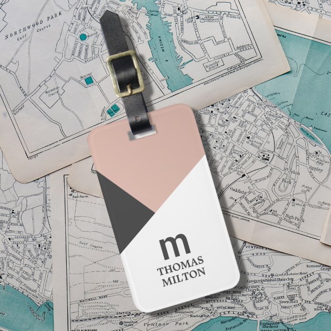 Modern Geometric Grått White Faux Guld Bagagebricka (Skapare uppladdad)