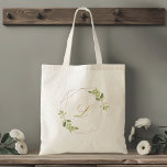 Modern Geometric Greenery Monogram Bridesmaid Tygkasse<br><div class="desc">Anpassningsbar-designad monogram till säck med modern snyggt,  geometrisk guld ram och vattenfärgad grön utformning.</div>