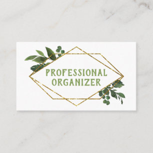 Modern Geometric Greenery Professionell Organizer Visitkort