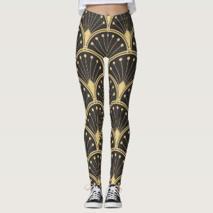 Modern Geometric Guld-länkade plattor Leggings