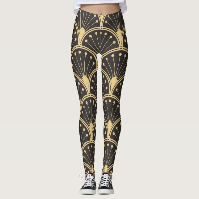 Modern Geometric Guld-länkade plattor Leggings (Framsida)