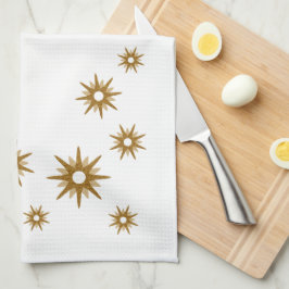 Modern Geometric Guld Starburst-design i mitten av Kökshandduk
