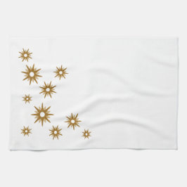 Modern Geometric Guld Starburst-design i mitten av Kökshandduk