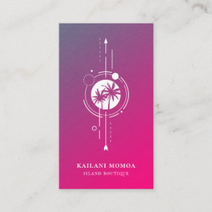 Modern Geometric Handflatan Träd Beach-Logotyp - a Visitkort