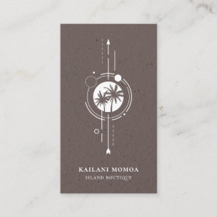 Modern Geometric Handflatan Träd Beach-Logotyp - a Visitkort