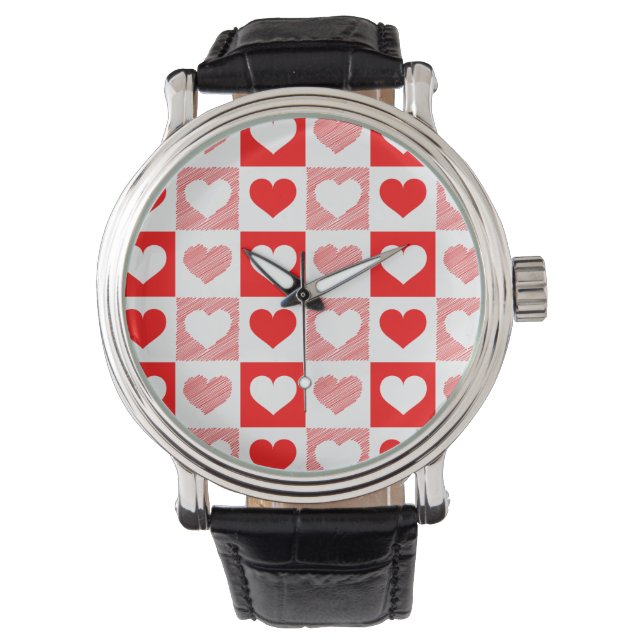 Modern Geometric Hearts Wrist Watch Armbandsur (Framsida)