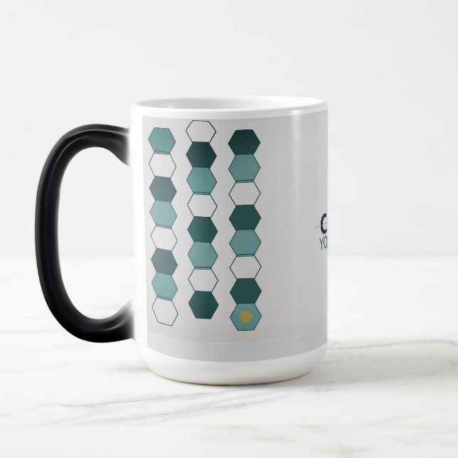 Modern Geometric Hexagon Pattern Mug Magisk Mugg (Vänster)