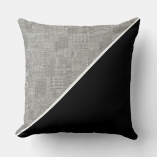 Modern Geometric Houndstooth Mönster Black white Kudde
