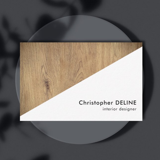 Modern Geometric Insida-designer för vitt trä Visitkort (Skapare uppladdad)