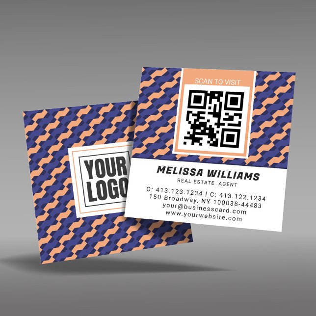 Modern Geometric Interlocking Pattern Square  Fyrkantigt Visitkort (Skapare uppladdad)