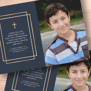 Modern Geometric Kor Photo Communion Tack Kort