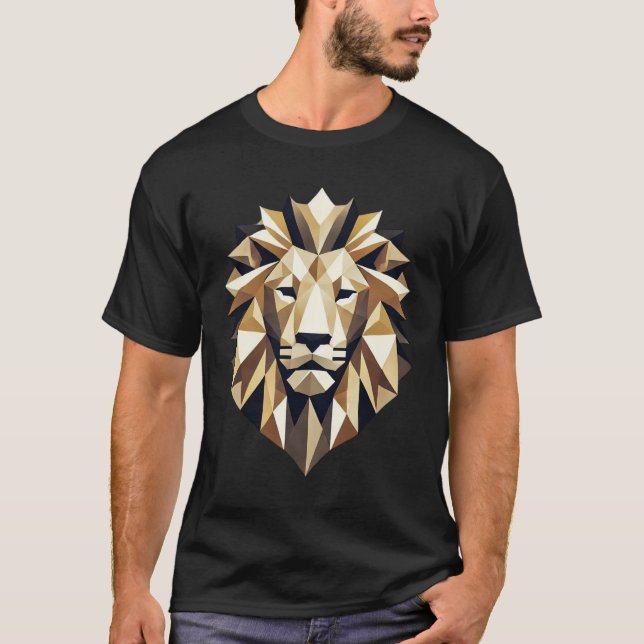 Modern Geometric Lejon Head med låg poli T Shirt (Framsida)
