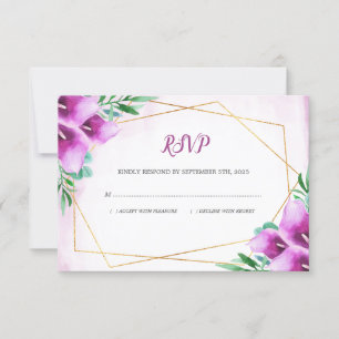 Modern Geometric Lila Calla Lily Blommigt Bröllop OSA Kort