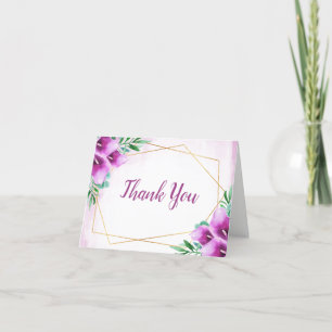 Modern Geometric Lila Calla Lily Bröllop Tack Kort