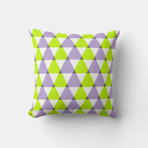 Modern Geometric Lila Grönt Triangles Mönster Kudde