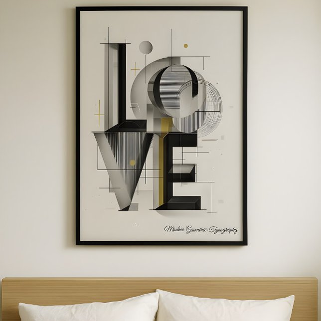 Modern Geometric LOVE Typography Abstract Art Poster (Skapare uppladdad)