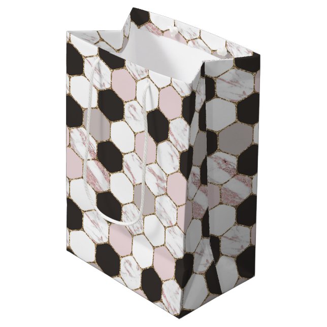 Modern Geometric Marble Hexagon Mönster (Framsidan Vinklad)