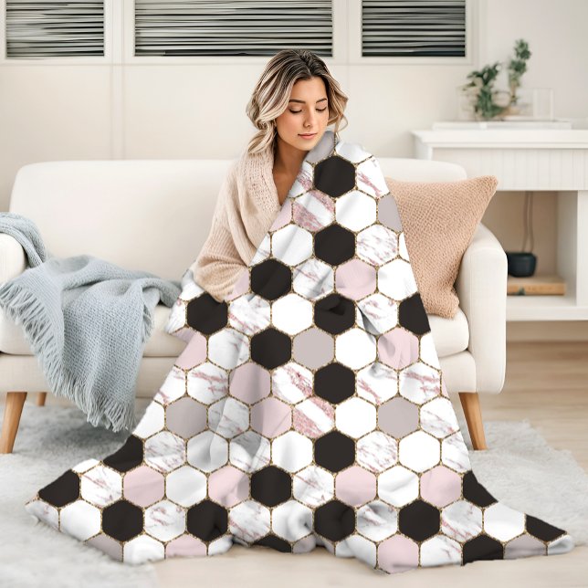 Modern Geometric Marble Hexagon Mönster Fleecefilt (Skapare uppladdad)