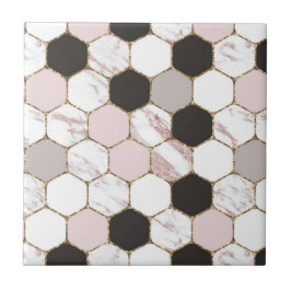 Modern Geometric Marble Hexagon Mönster Kakelplatta