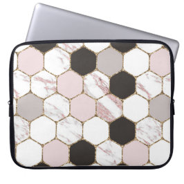 Modern Geometric Marble Hexagon Mönster Laptop Fodral