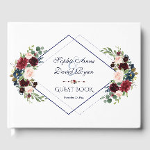 Modern Geometric Merlot Navy Blue Blommigt Bröllop