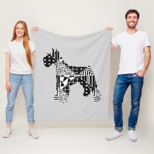 Modern Geometric Miniature Schnauzer Fleecefilt