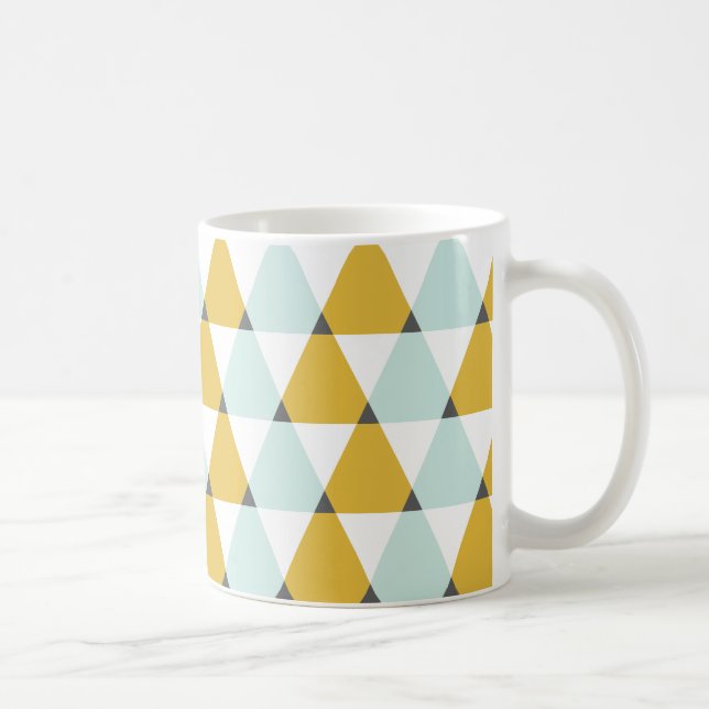 Modern Geometric Mint Gult Triangles Mönster Kaffemugg (Höger)