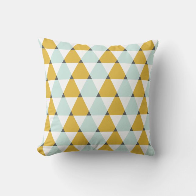 Modern Geometric Mint Gult Triangles Mönster Kudde (Framsida)