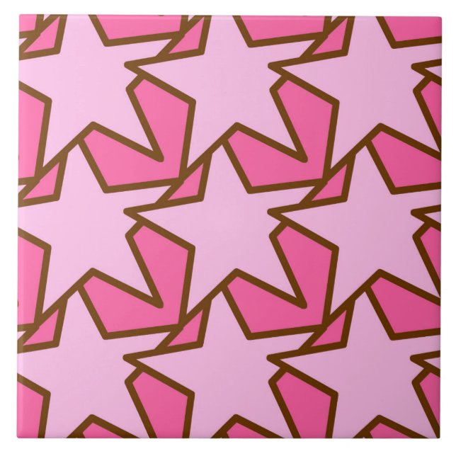 Modern Geometric Mönster, Coral & Pastel Rosa Kakelplatta (Framsidan)