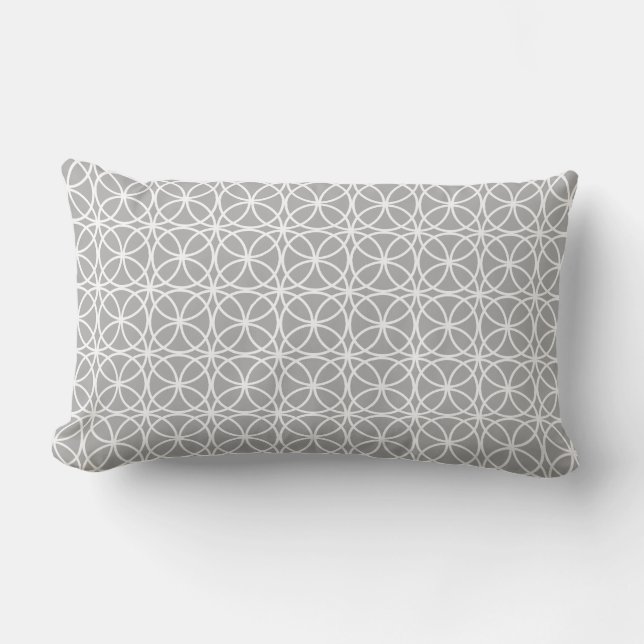 Modern Geometric Mönster Grått Lumbar Pillow Lumbarkudde (Framsida)