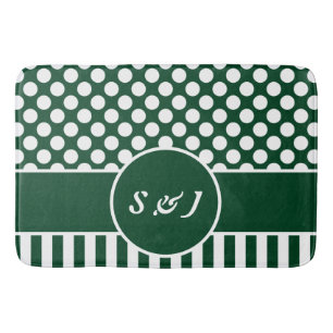 Modern Geometric Mönster Grönt Monogrammed Badrumsmatta