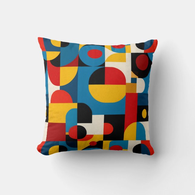 Modern Geometric Mönster i Bauhaus Stil Kudde (Framsida)