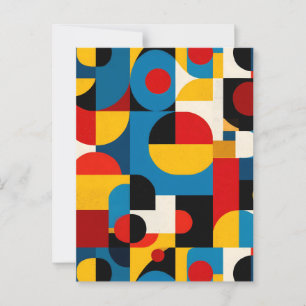 Modern Geometric Mönster i Bauhaus Stil Vykort