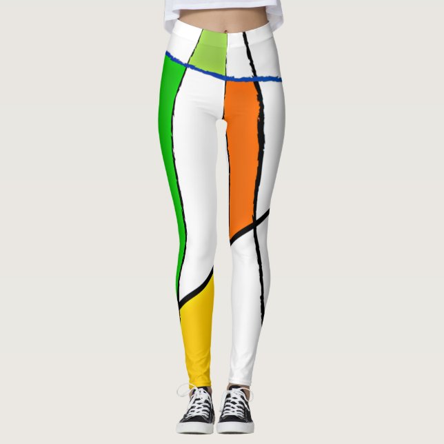 Modern Geometric Mönster Ljusa färger Leggings (Framsida)